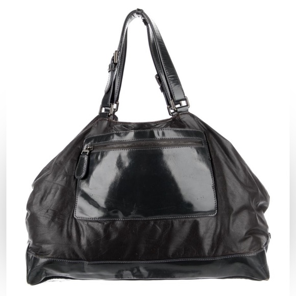 Marni Handbags - Marni Top Handle Bag in Grey Nylon with  Leather Trim and Exterior Pocket